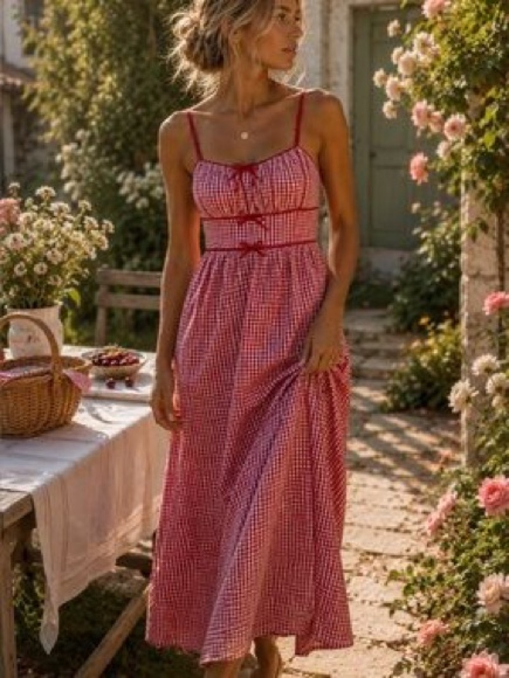 House of Harlow 1960 Red Gingham Midi Dress